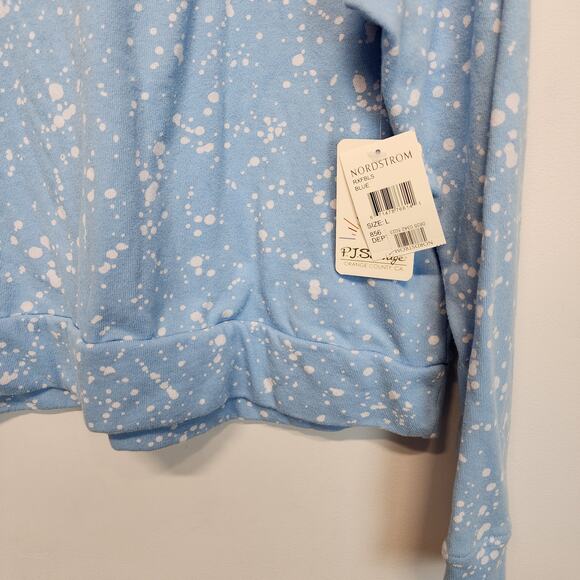 P.J. Salvage Pullover Pajama Top Size L Blue Splatter Flick Of The Brush Relaxed - Picture 7 of 16